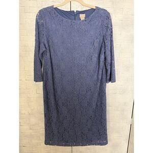 Chico’s Women’s lace Dress evening 3/4 sleeve lavender sheath weeding guest ￼